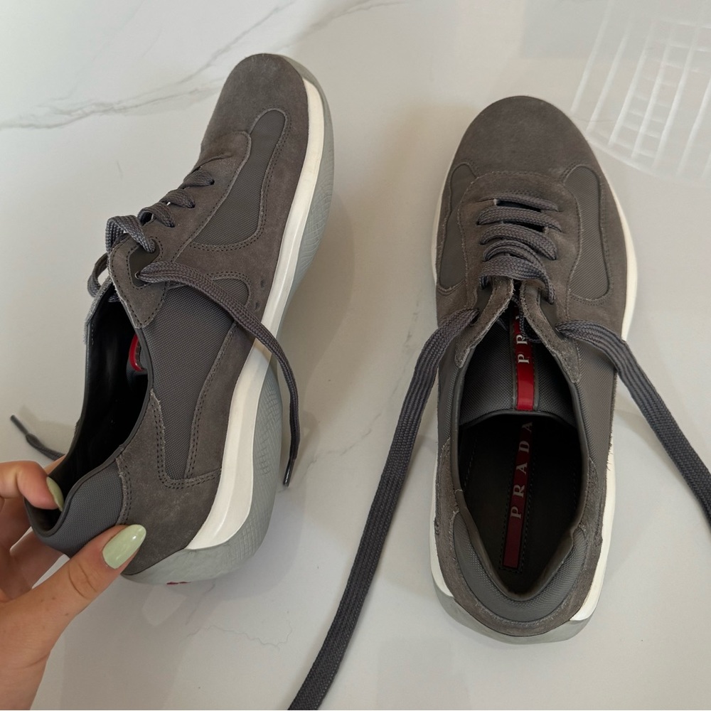 Grey Men’s Prada sneaker, size 7 with laces. Only worn twice.
